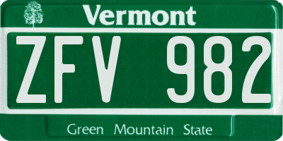 VT license plate ZFV982