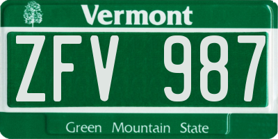 VT license plate ZFV987