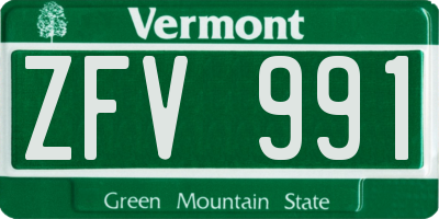 VT license plate ZFV991
