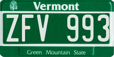 VT license plate ZFV993