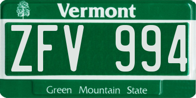 VT license plate ZFV994