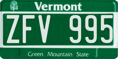 VT license plate ZFV995