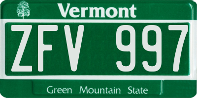 VT license plate ZFV997