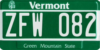VT license plate ZFW082