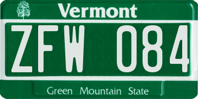 VT license plate ZFW084