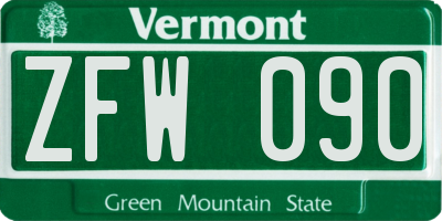 VT license plate ZFW090