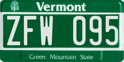 VT license plate ZFW095
