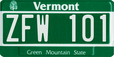 VT license plate ZFW101