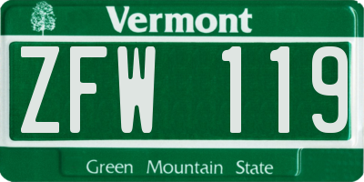 VT license plate ZFW119