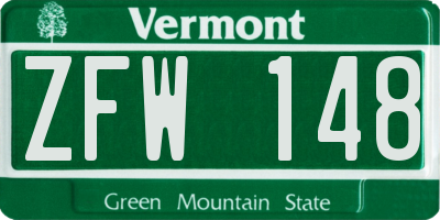 VT license plate ZFW148