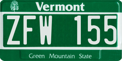 VT license plate ZFW155