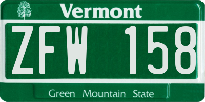 VT license plate ZFW158
