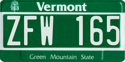 VT license plate ZFW165