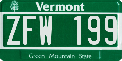 VT license plate ZFW199
