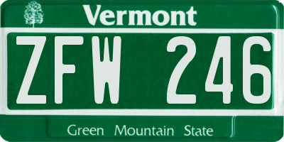 VT license plate ZFW246