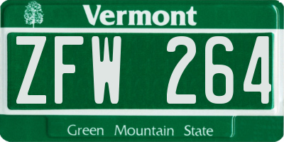 VT license plate ZFW264