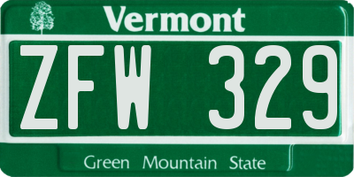 VT license plate ZFW329