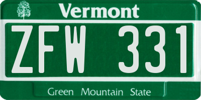 VT license plate ZFW331