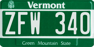VT license plate ZFW340