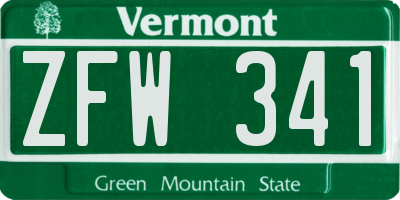VT license plate ZFW341