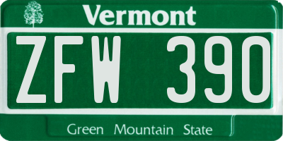 VT license plate ZFW390