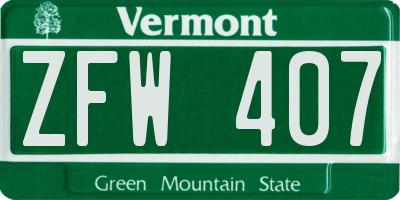 VT license plate ZFW407