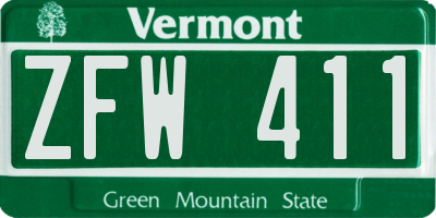 VT license plate ZFW411