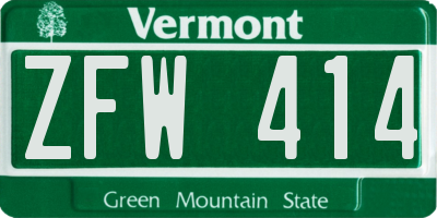 VT license plate ZFW414