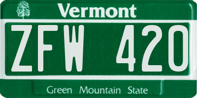VT license plate ZFW420