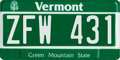 VT license plate ZFW431