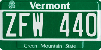 VT license plate ZFW440