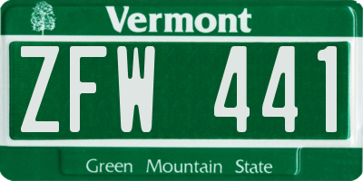 VT license plate ZFW441