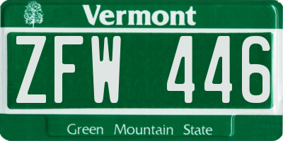 VT license plate ZFW446