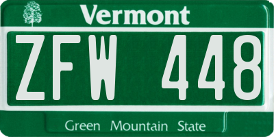VT license plate ZFW448