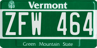 VT license plate ZFW464