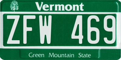 VT license plate ZFW469
