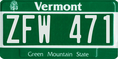 VT license plate ZFW471