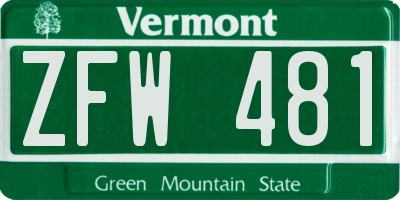 VT license plate ZFW481