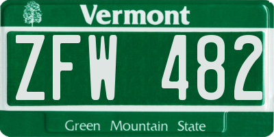 VT license plate ZFW482