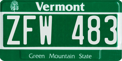 VT license plate ZFW483
