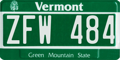 VT license plate ZFW484