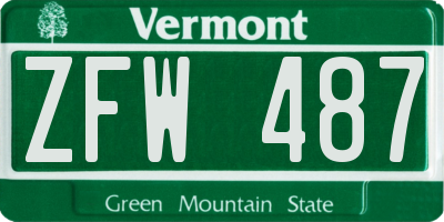 VT license plate ZFW487