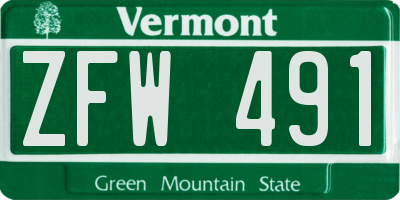 VT license plate ZFW491
