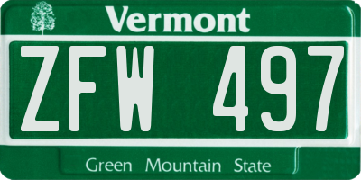 VT license plate ZFW497