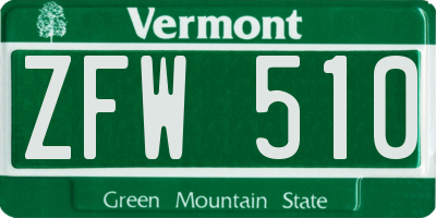 VT license plate ZFW510