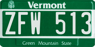 VT license plate ZFW513