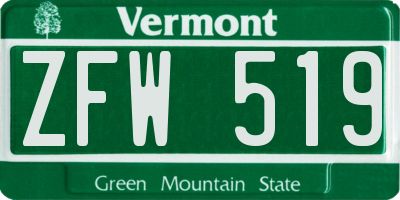 VT license plate ZFW519
