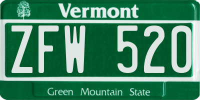 VT license plate ZFW520