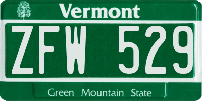 VT license plate ZFW529
