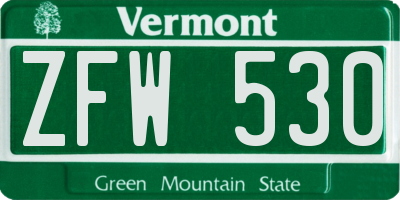 VT license plate ZFW530